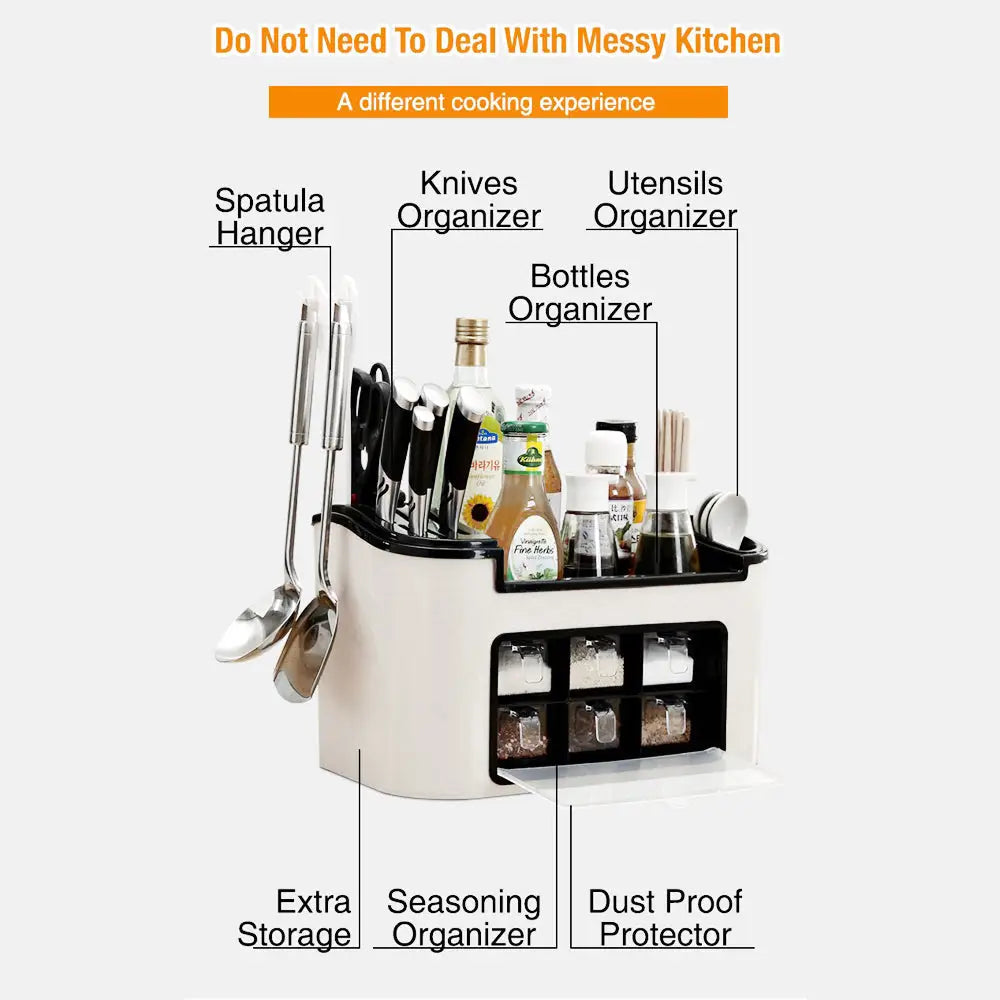 Multifunction Kitchen Utensils Condiment Storage Rack Seasoning Storage Box - Home & Garden > Storage
