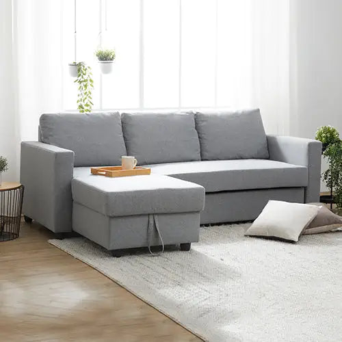 Murry 2 Seater Sofa Bed With Pull Out Storage Corner Lounge Set In Grey With Chaise - Furniture > Sofas > Sofas & Sofa