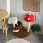 Mushroom-Themed Cat Tree with Cozy Bed and Scratching Post (48x48x58 cm) - Pet Care > Cat Supplies > Cat Furniture