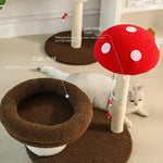 Mushroom-Themed Cat Tree with Cozy Bed and Scratching Post (48x48x58 cm) - Pet Care > Cat Supplies > Cat Furniture