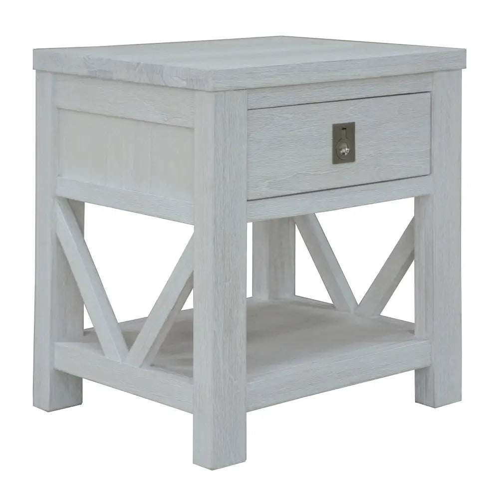 Myer 2pc Set Bedside Tables Storage Shelf Side End Table White Wash - Furniture > Bedroom