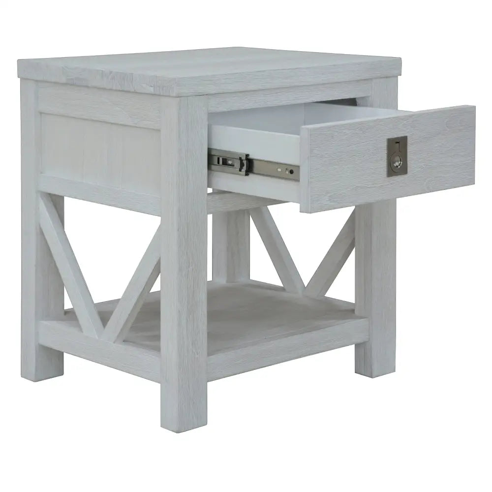 Myer 2pc Set Bedside Tables Storage Shelf Side End Table White Wash - Furniture > Bedroom