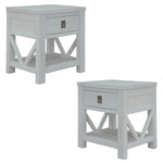 Myer 2pc Set Bedside Tables Storage Shelf Side End Table White Wash - Furniture > Bedroom
