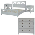 Myer 4pc King Bed Suite Bedside Tallboy Bedroom Furniture Package White Wash - Furniture > Bedroom