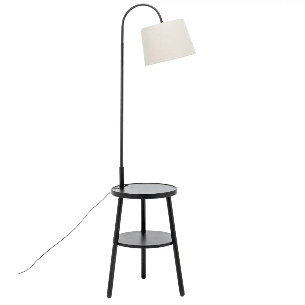 Naples Tripod Floor Lamp Shelf Storage Drawer Bed Side Table Light w/ USB Charger - Home & Garden > Lighting > Floor