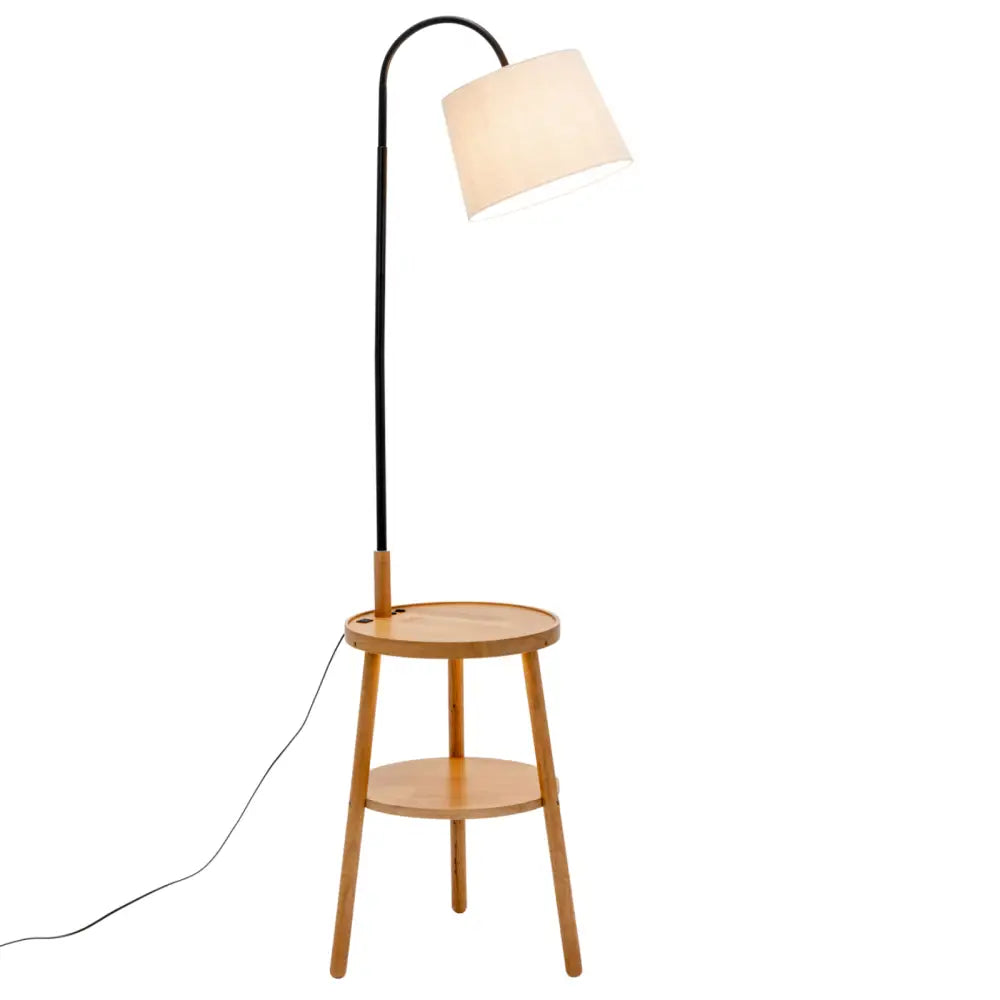 Naples Tripod Floor Lamp Shelf Storage Drawer Bed Side Table Light w/ USB Charger - Home & Garden > Lighting > Floor