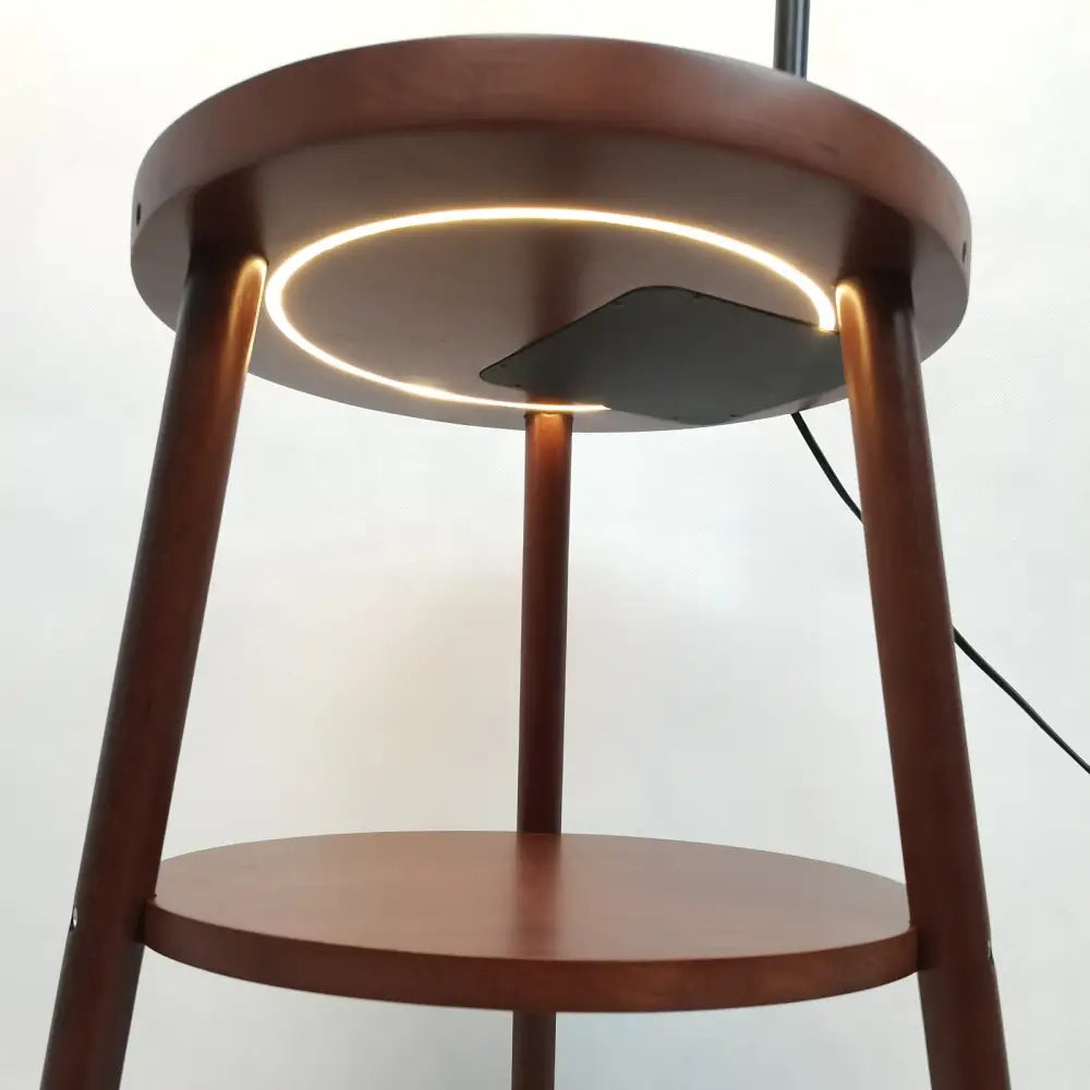 Naples Tripod Floor Lamp Shelf Storage Drawer Bed Side Table Light w/ USB Charger - Home & Garden > Lighting > Floor
