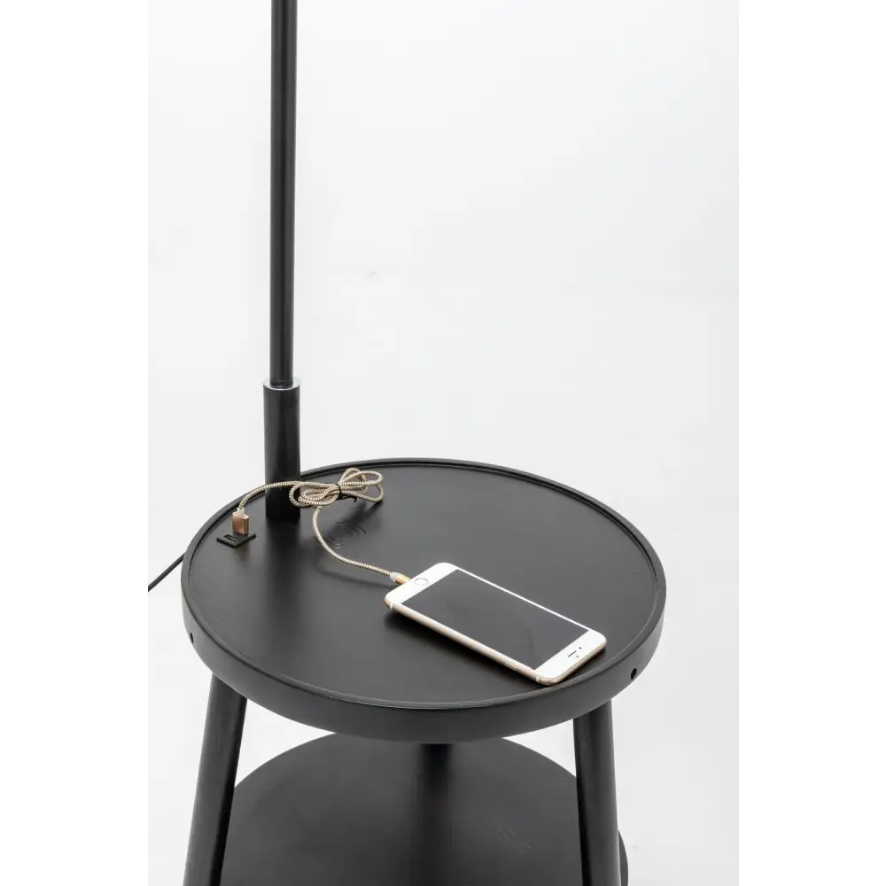 Naples Tripod Floor Lamp Shelf Storage Drawer Bed Side Table Light w/ USB Charger - Home & Garden > Lighting > Floor