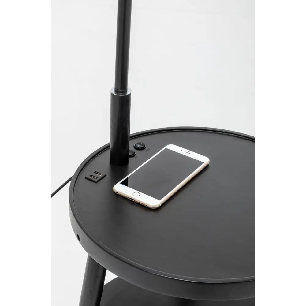 Naples Tripod Floor Lamp Shelf Storage Drawer Bed Side Table Light w/ USB Charger - Home & Garden > Lighting > Floor