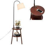 Naples Tripod Floor Lamp Shelf Storage Drawer Bed Side Table Light w/ USB Charger - Home & Garden > Lighting > Floor