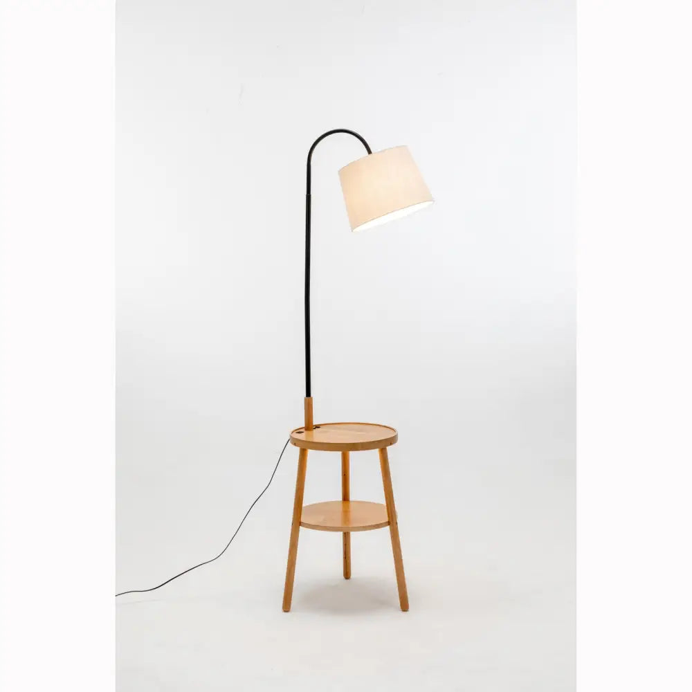 Naples Tripod Floor Lamp Shelf Storage Drawer Bed Side Table Light w/ USB Charger - Home & Garden > Lighting > Floor