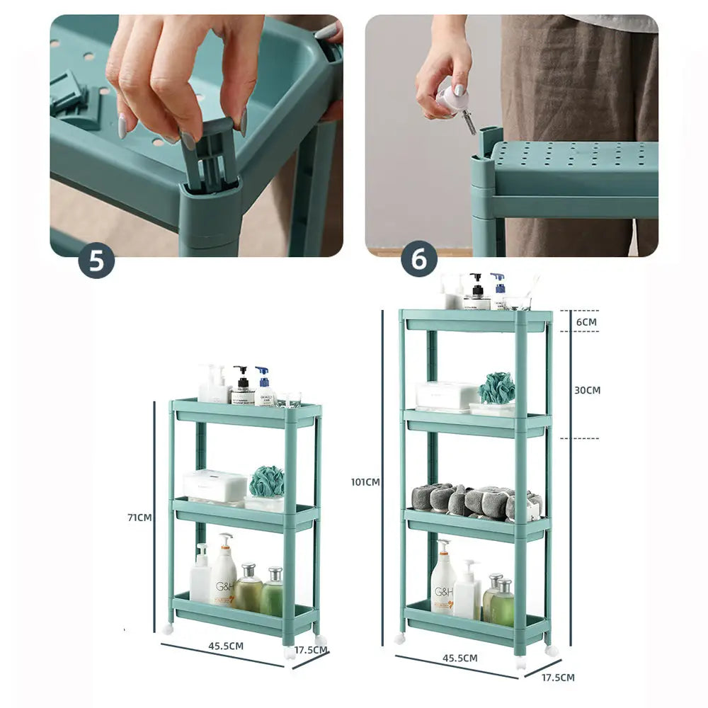 Narrow Gap Storage Rack Basket Shelf Cart Holder for kitchen and laundry Room(4 Layers) - Home & Garden > Storage