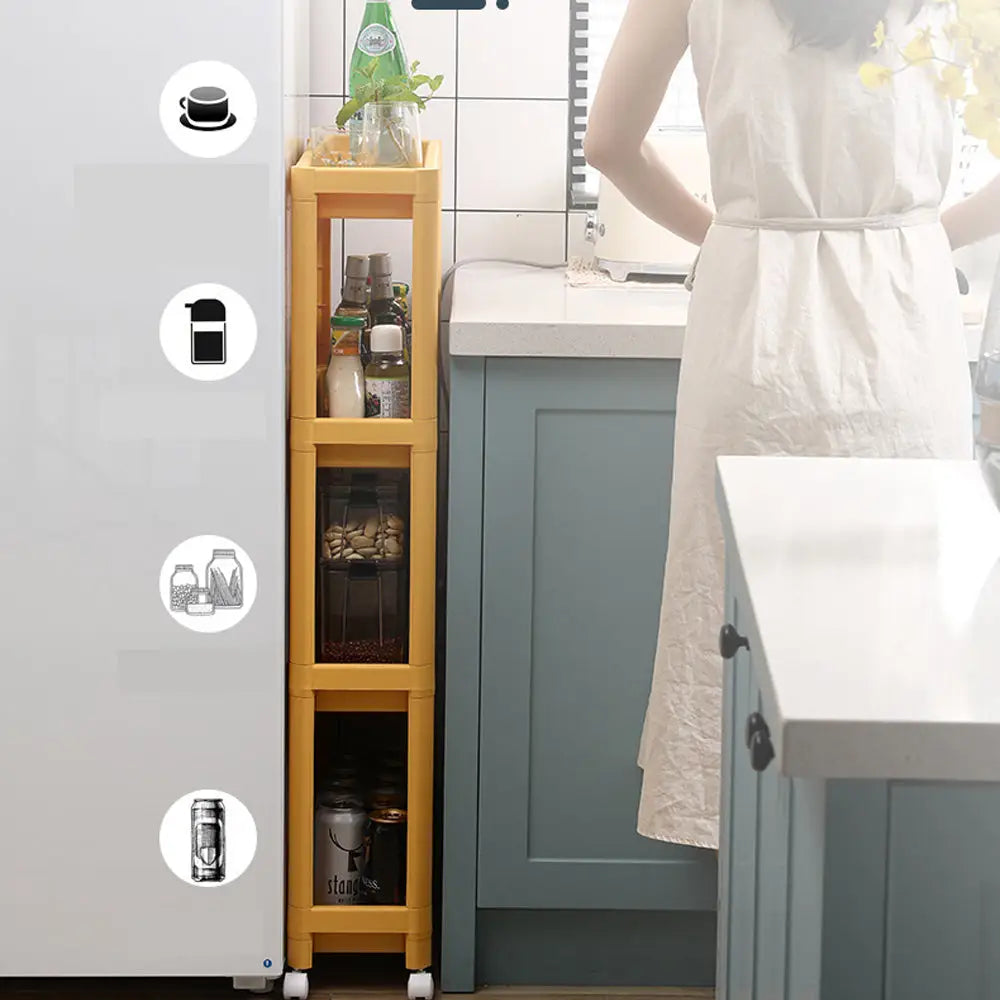 Narrow Gap Storage Rack Basket Shelf Cart Holder for kitchen and laundry Room(4 Layers) - Home & Garden > Storage