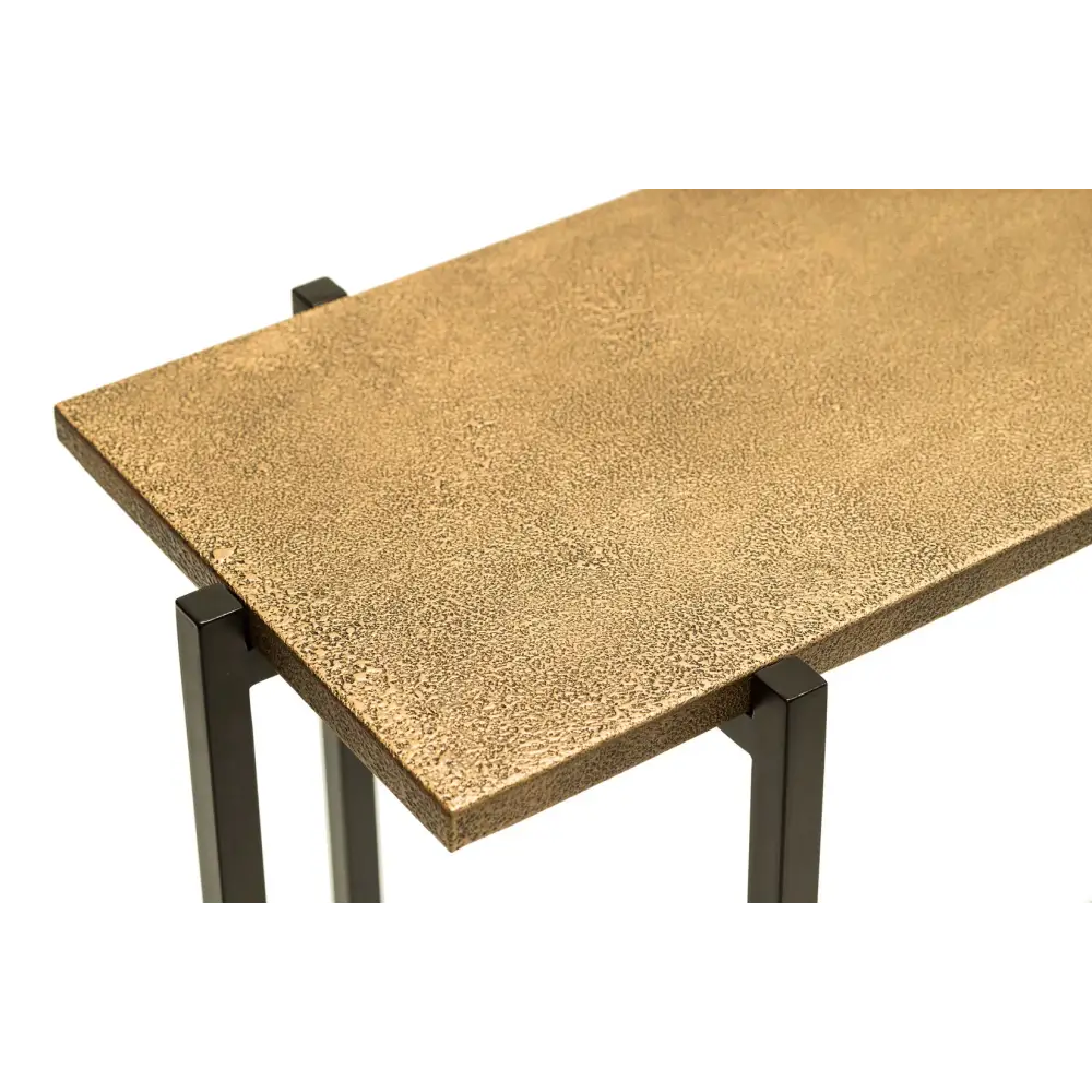 Narrow Golden Black Hallway Console Table with Textured Top - Furniture > Living Room