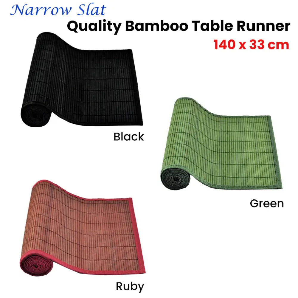 Narrow Slat Bamboo Table Runner 140 x 33cm Black - Home & Garden > Kitchenware