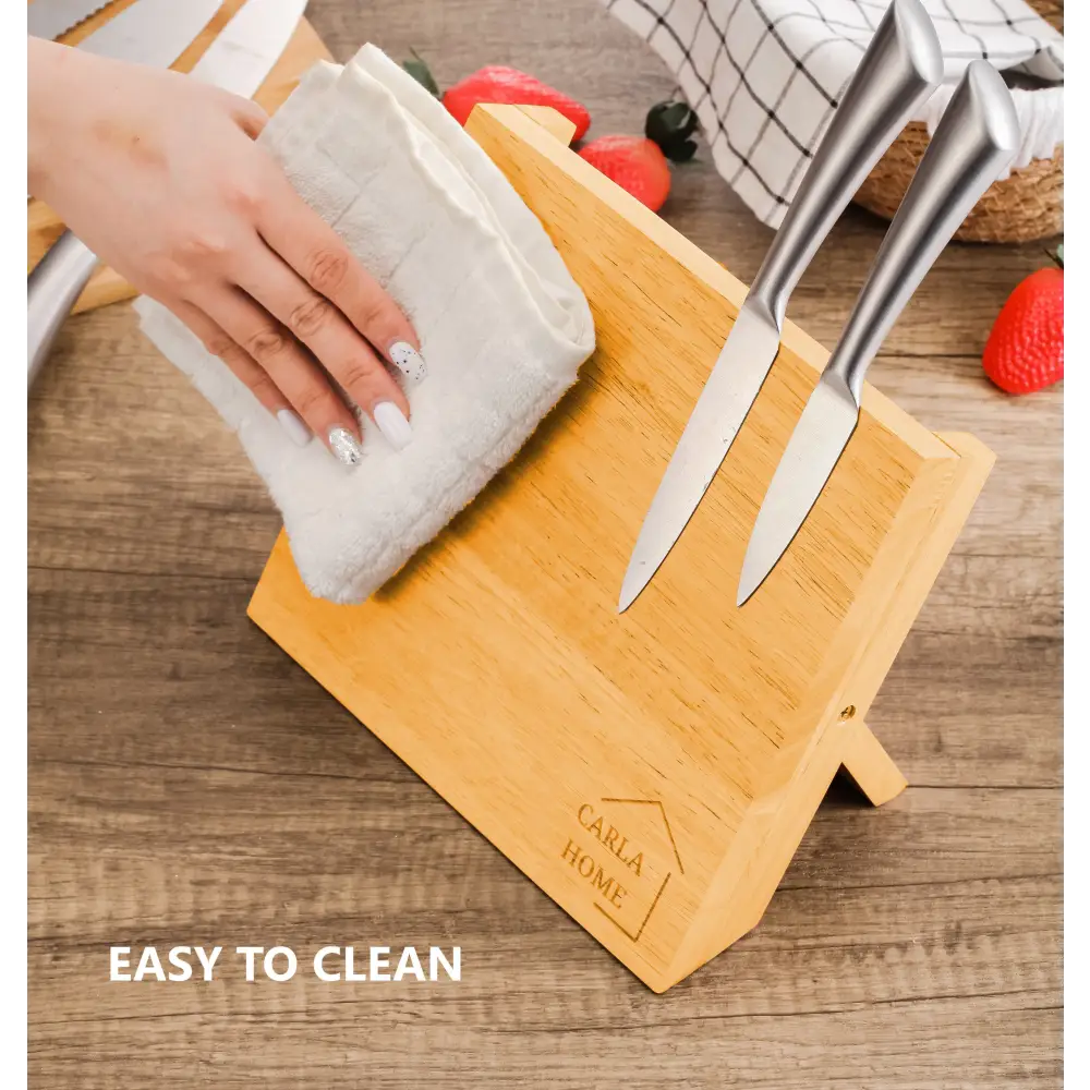 Natural Bamboo Magnetic Knife Block Holder with Strong Magnets for Home Kitchen Storage & Organisation - Appliances >