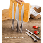 Natural Bamboo Magnetic Knife Block Holder with Strong Magnets for Home Kitchen Storage & Organisation - Appliances >
