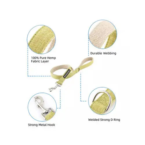 Natural Hemp & Cotton Dog Lead Leash (Grass Green) - Pet Care > Dog Supplies > Dog Collars Leads & Harnesses