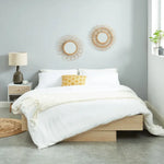 Natural Oak Wood Floating Bed Base Double - Furniture > Bedroom > Beds & Bed Frames