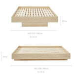 Natural Oak Wood Floating Bed Base Double - Furniture > Bedroom > Beds & Bed Frames