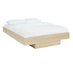 Natural Oak Wood Floating Bed Base Double - Furniture > Bedroom > Beds & Bed Frames