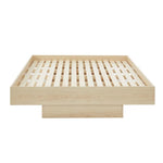 Natural Oak Wood Floating Bed Base Double - Furniture > Bedroom > Beds & Bed Frames