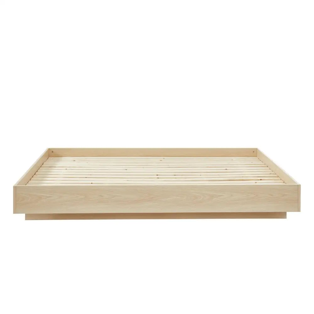 Natural Oak Wood Floating Bed Base Double - Furniture > Bedroom > Beds & Bed Frames