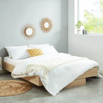 Natural Oak Wood Floating Bed Base Double - Furniture > Bedroom > Beds & Bed Frames