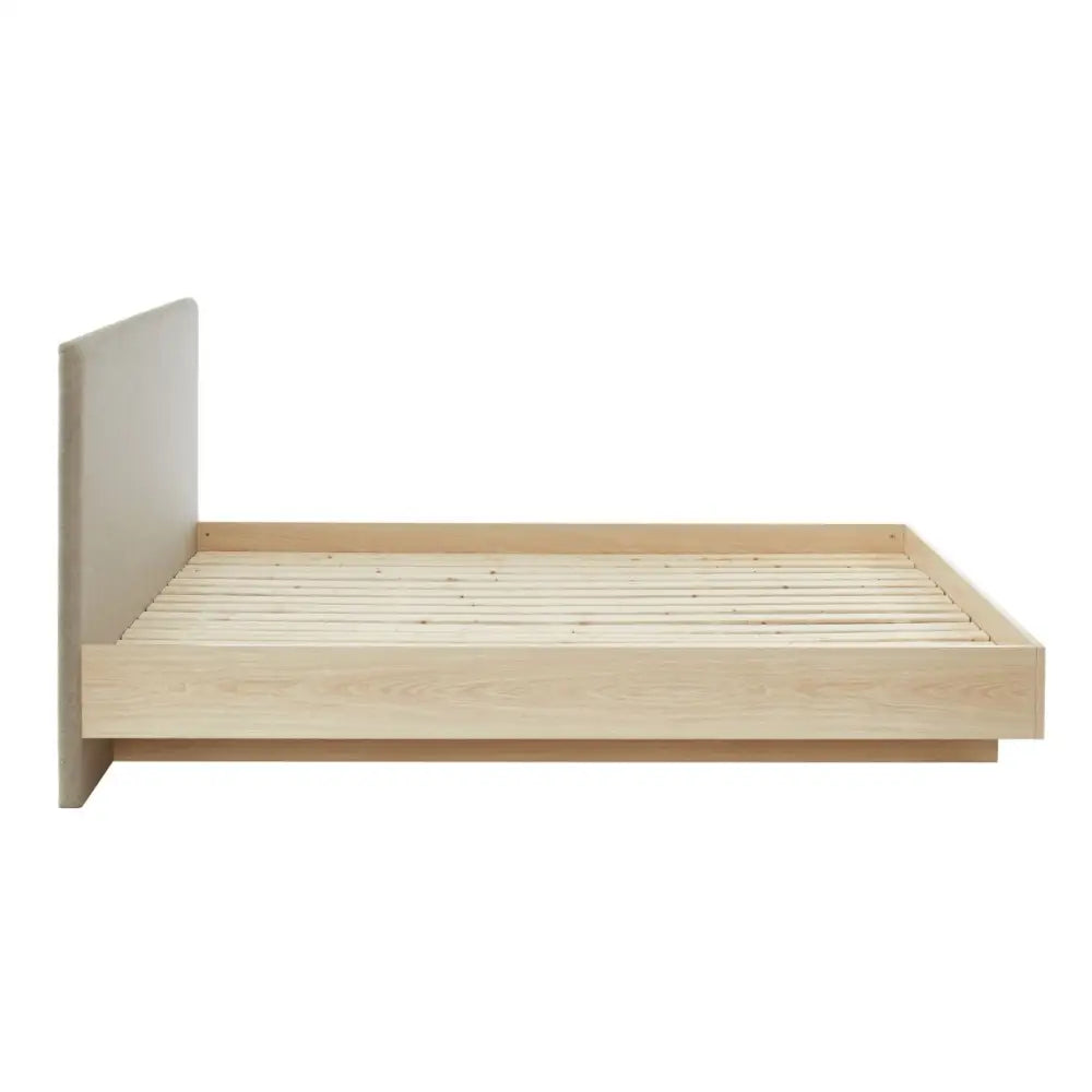 Natural Oak Wood Floating Bed Frame Queen - Furniture > Bedroom > Beds & Bed Frames