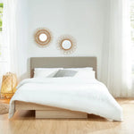 Natural Oak Wood Floating Bed Frame Queen - Furniture > Bedroom > Beds & Bed Frames