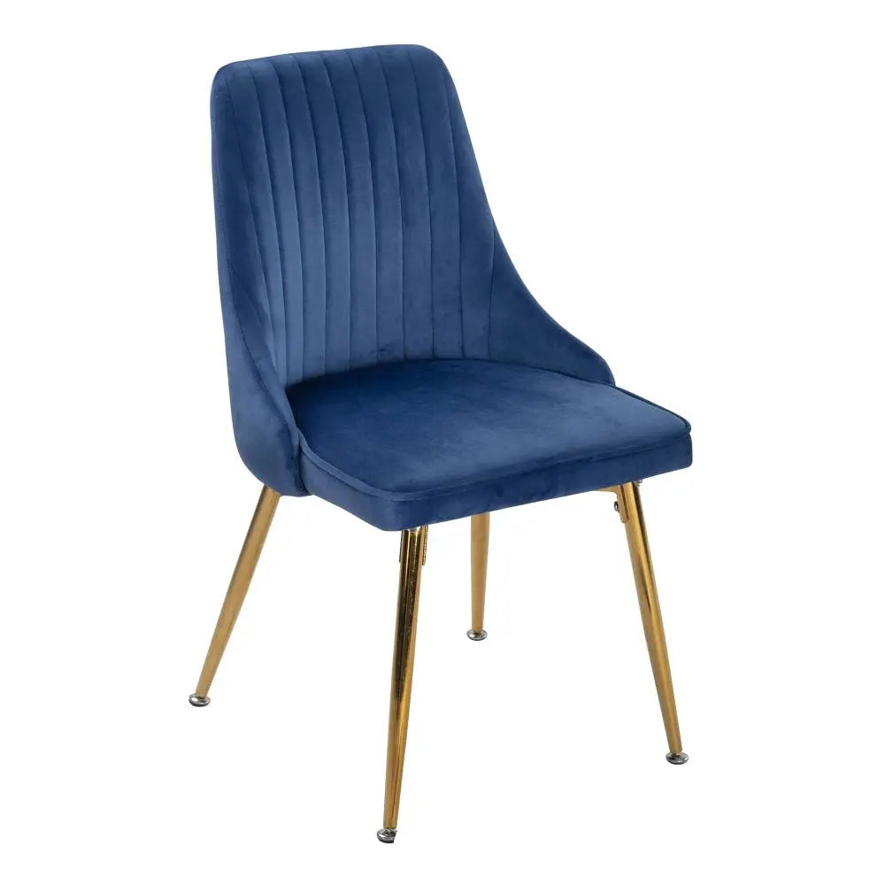 Natural Rectangular Dining Table with 4x Blue Velvet Chairs - Furniture > Dining