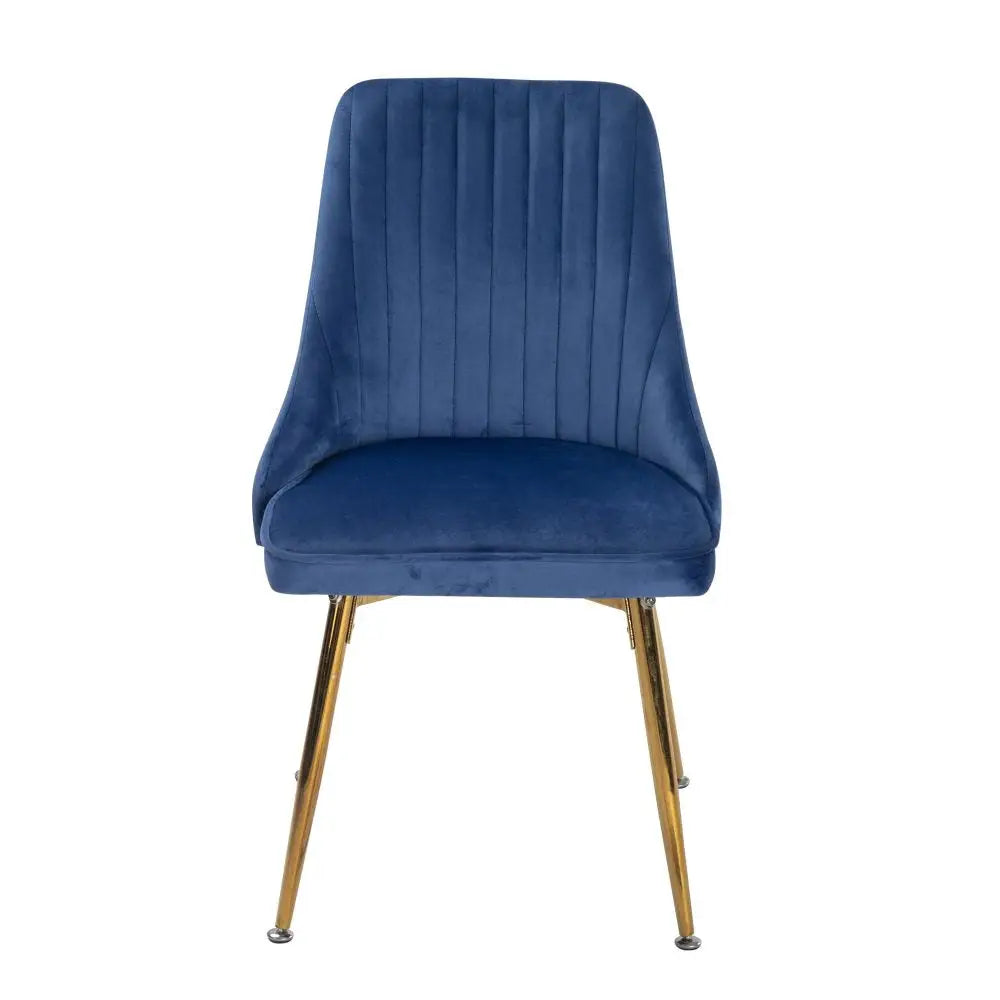 Natural Rectangular Dining Table with 4x Blue Velvet Chairs - Furniture > Dining