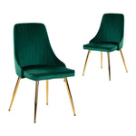 Natural Rectangular Dining Table with 4x Green Velvet Chairs - Furniture > Dining