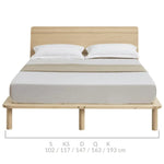 Natural Solid Wood Bed Frame Bed Base with Headboard King - Furniture > Bedroom