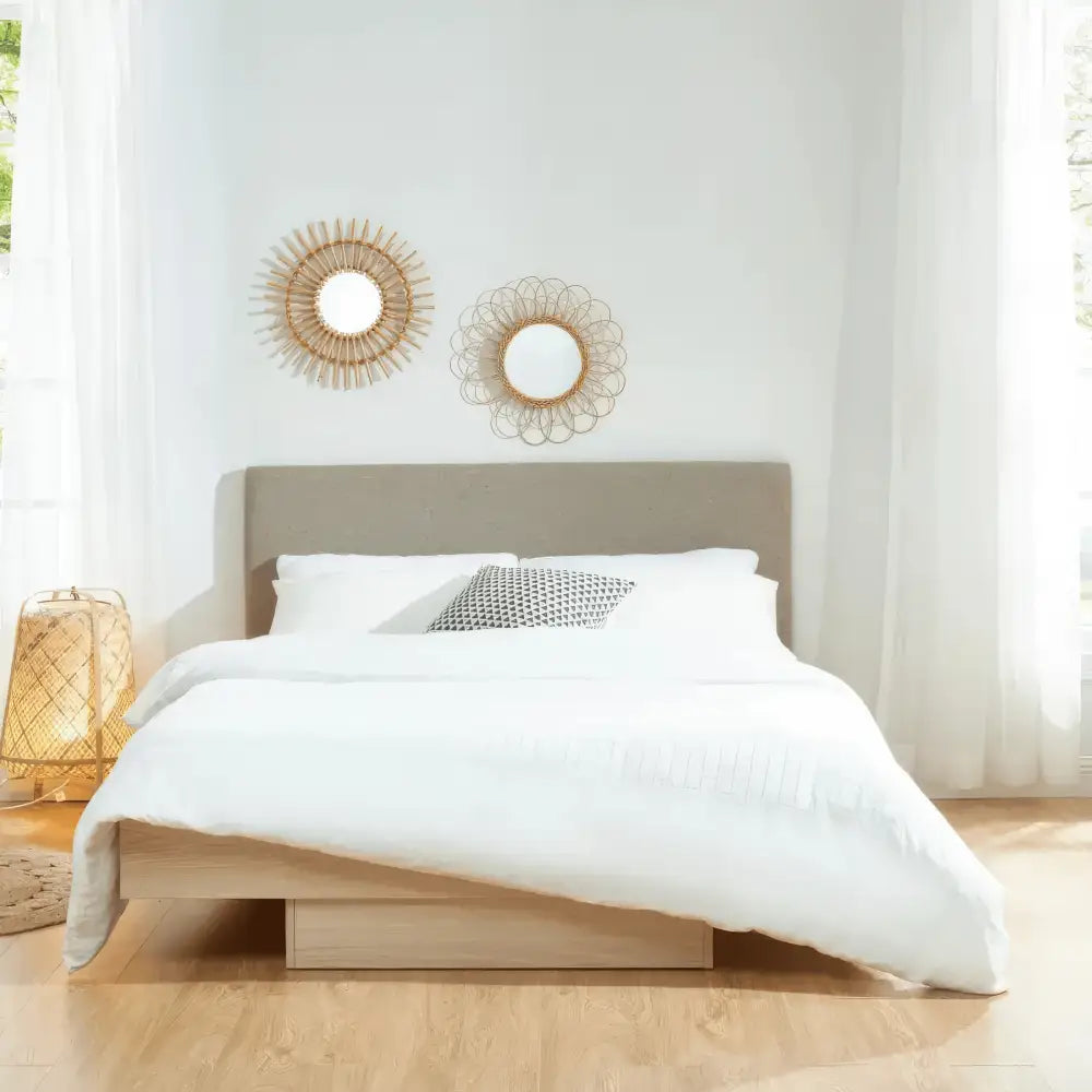Natural Wood Floating Bed Frame King - Furniture > Bedroom > Beds & Bed Frames