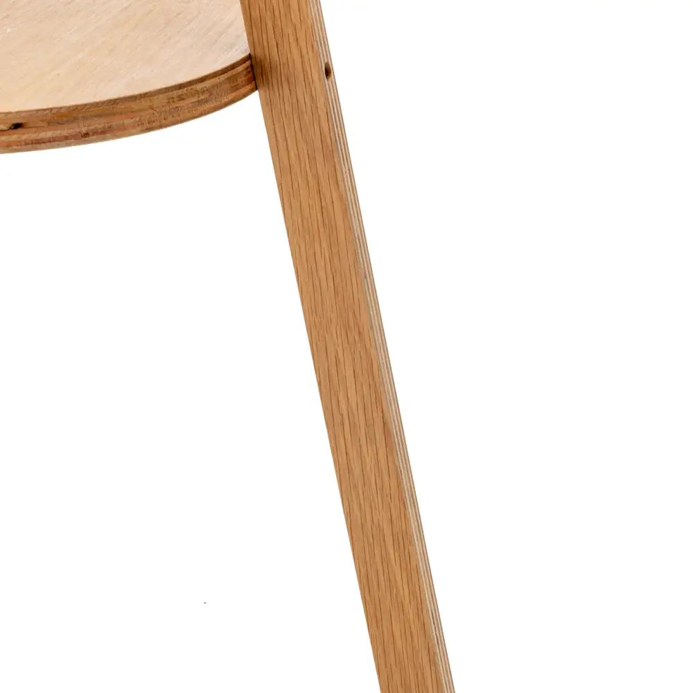 Natural Wooden Tripod Floor Lamp w/ Round Wood Shelf + Off White Linen Shade - Home & Garden > Lighting > Floor Lamps