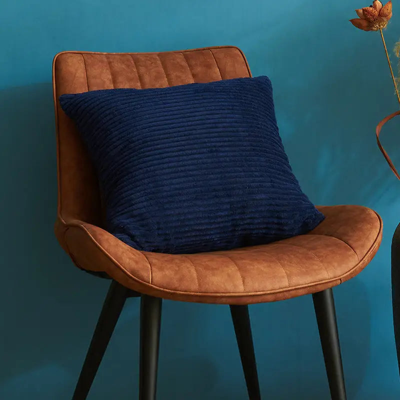 Navy Blue Set of 4 Corduroy Pillow Covers - Solid Color Minimalist Throw Cushion Covers - 45x45cm (Pillow Inserts