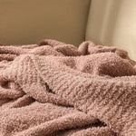 Navy Blue Solid Color Plush Knitted Blanket for Sofa and Office 152 x 203 cm 1150g - Home & Garden > Bedding > Blankets