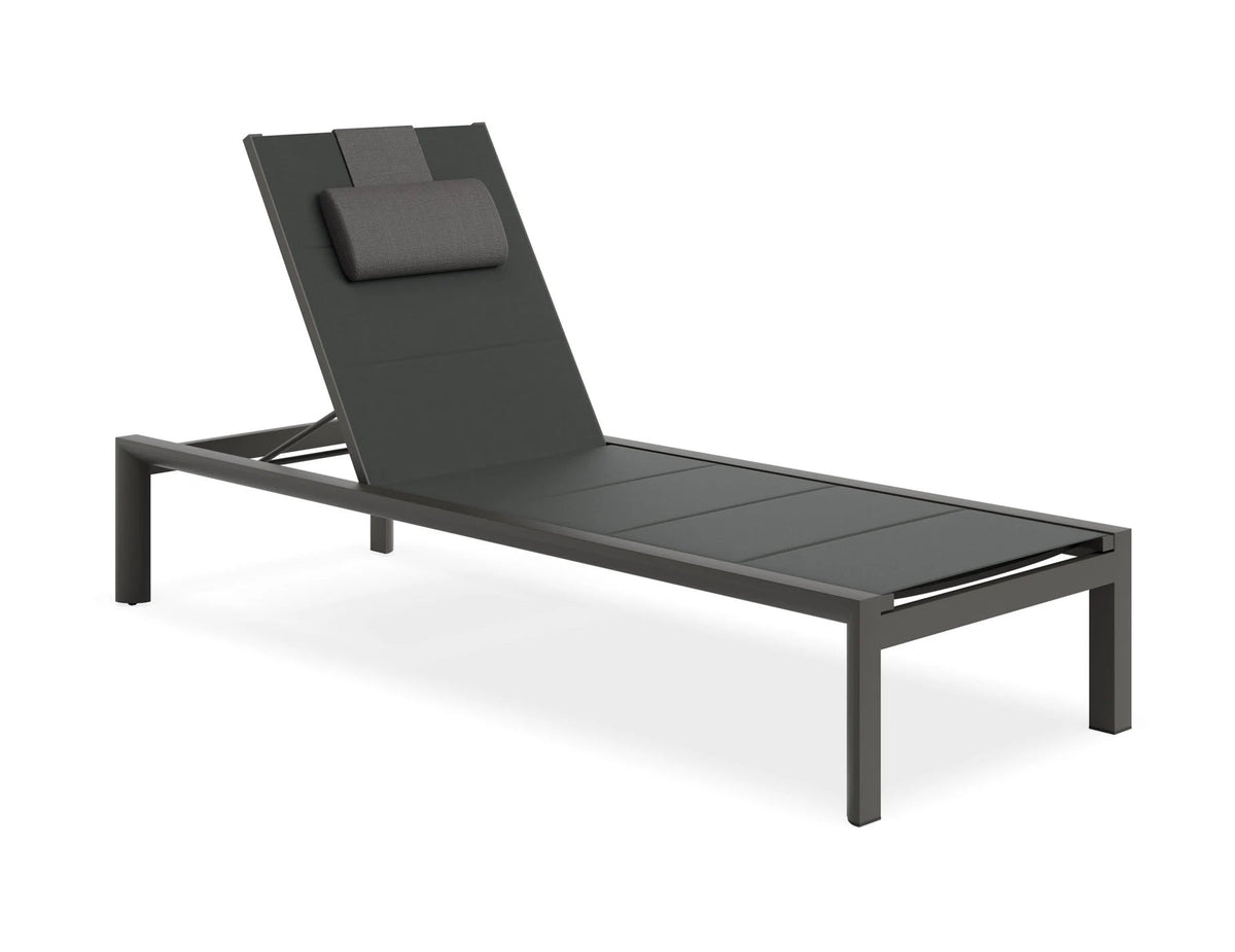 Nerano sun lounge in Charcoal with strap headrest
