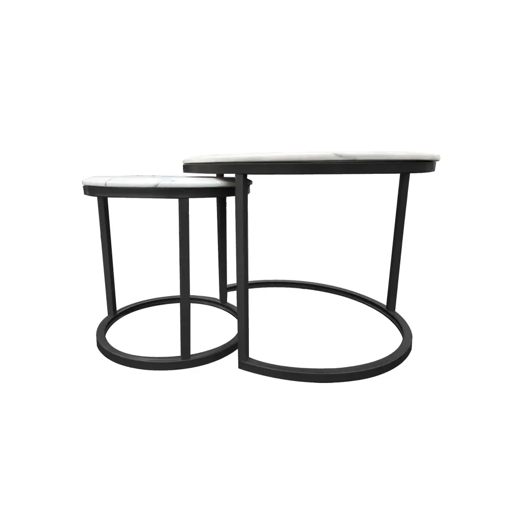 Nesting Style Coffee Table - White on Black - 60cm/45cm - Furniture > Living Room