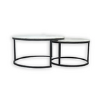 Nesting Style Coffee Table - White on Black - 80cm/60cm - Furniture > Living Room > Coffee Tables