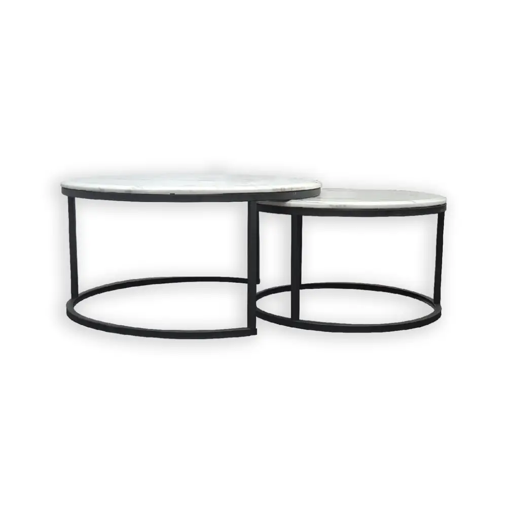 Nesting Style Coffee Table - White on Black - 80cm/60cm - Furniture > Living Room > Coffee Tables
