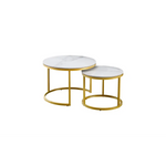 Nesting style Coffee Table - White on Champagne Gold - 60cm/40cm - Furniture > Living Room
