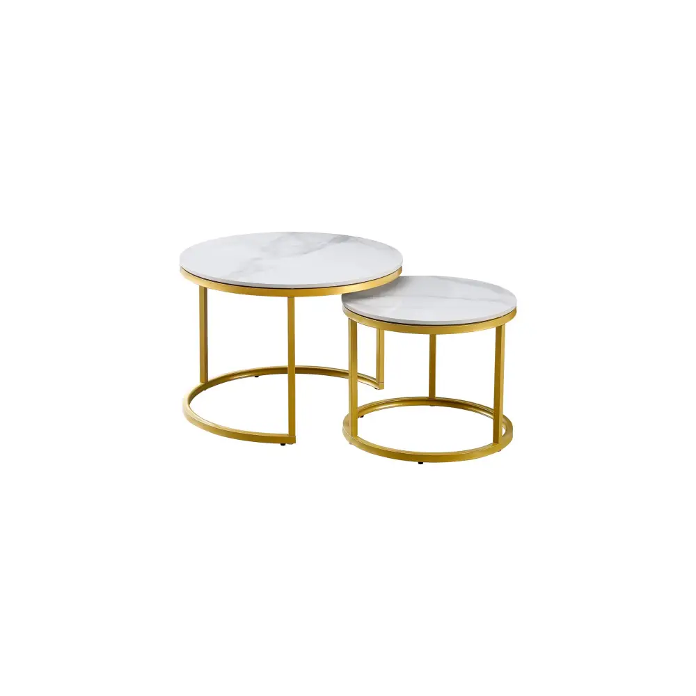 Nesting style Coffee Table - White on Champagne Gold - 60cm/40cm - Furniture > Living Room