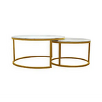 Nesting Style Coffee Table - White on Champagne Gold - 80cm/60cm - Furniture > Living Room > Coffee Tables