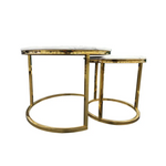 Nesting Style Coffee Table - White on Gold - 60cm/45cm - Furniture > Living Room