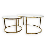 Nesting Style Coffee Table - White on Gold Stainless Steel - 80cm/60cm - Furniture > Living Room > Coffee Tables