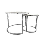 Nesting style Coffee Table - White on Silver - 60cm/45cm - Furniture > Living Room