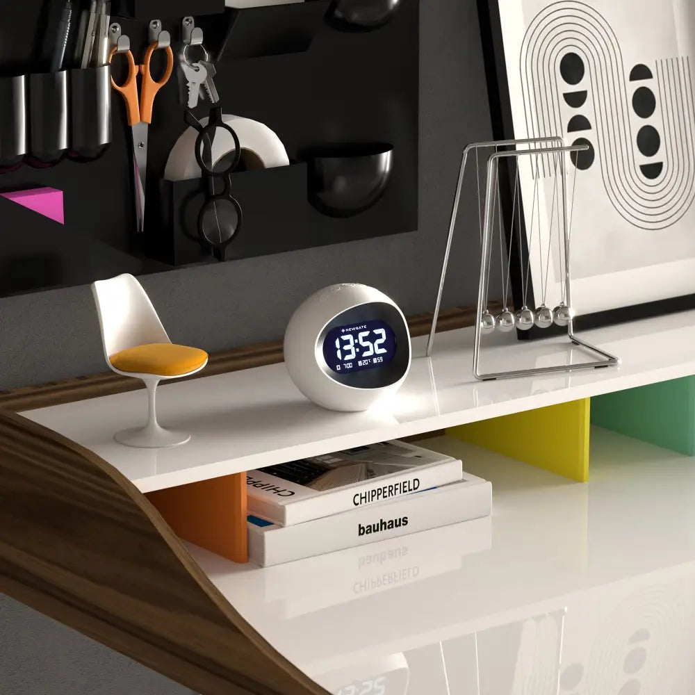 Newgate Centre Of The Earth Lcd Alarm Clock White - Home & Garden > Decor > Clocks
