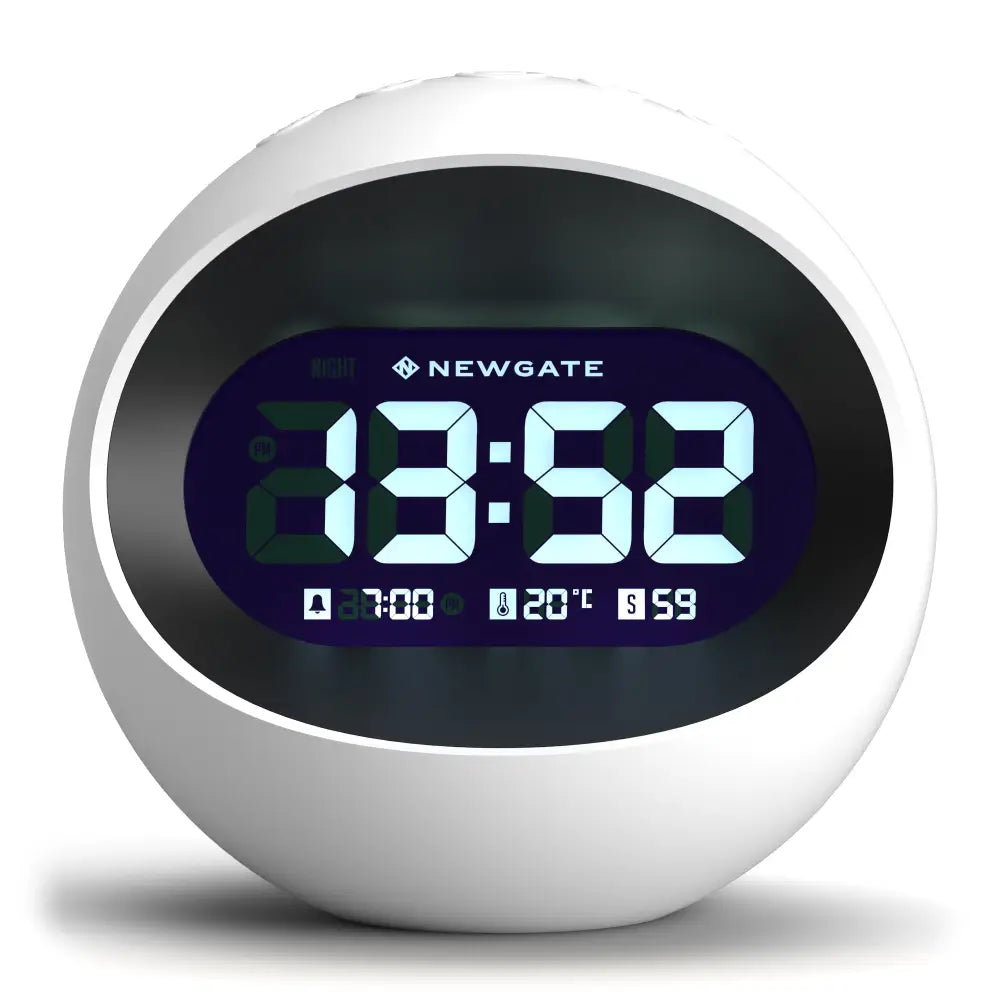 Newgate Centre Of The Earth Lcd Alarm Clock White - Home & Garden > Decor > Clocks